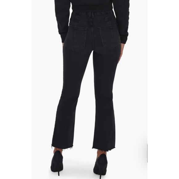 Good American Good Legs Crop Mini Boot Darted Back Pocket + Exposed Buttons 6/28 - Picture 2 of 7